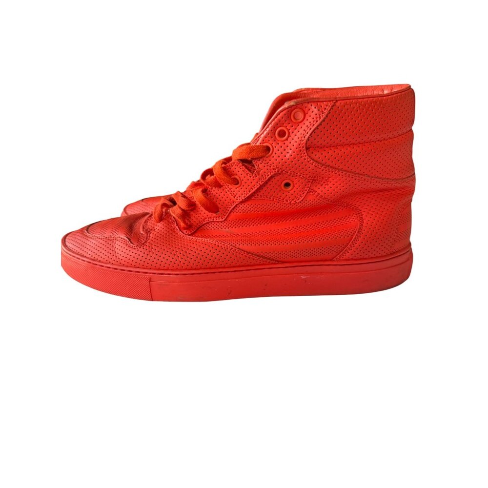 Balenciaga Red Perforated High-Top Sneakers Size‎ 44 Mens Leather